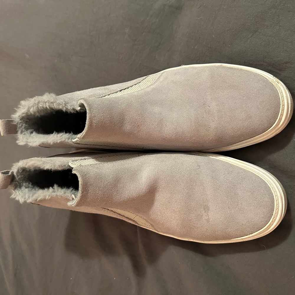 Toms Gray Fur-Lined Slip-Ons